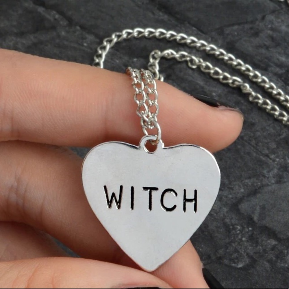 🎉 New Silver Plated Witch Heart Necklace